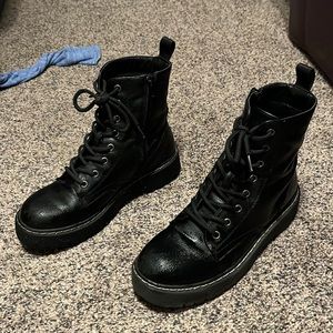 Combat boots, size 6.5, fake leather